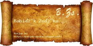 Babiák Zsóka névjegykártya